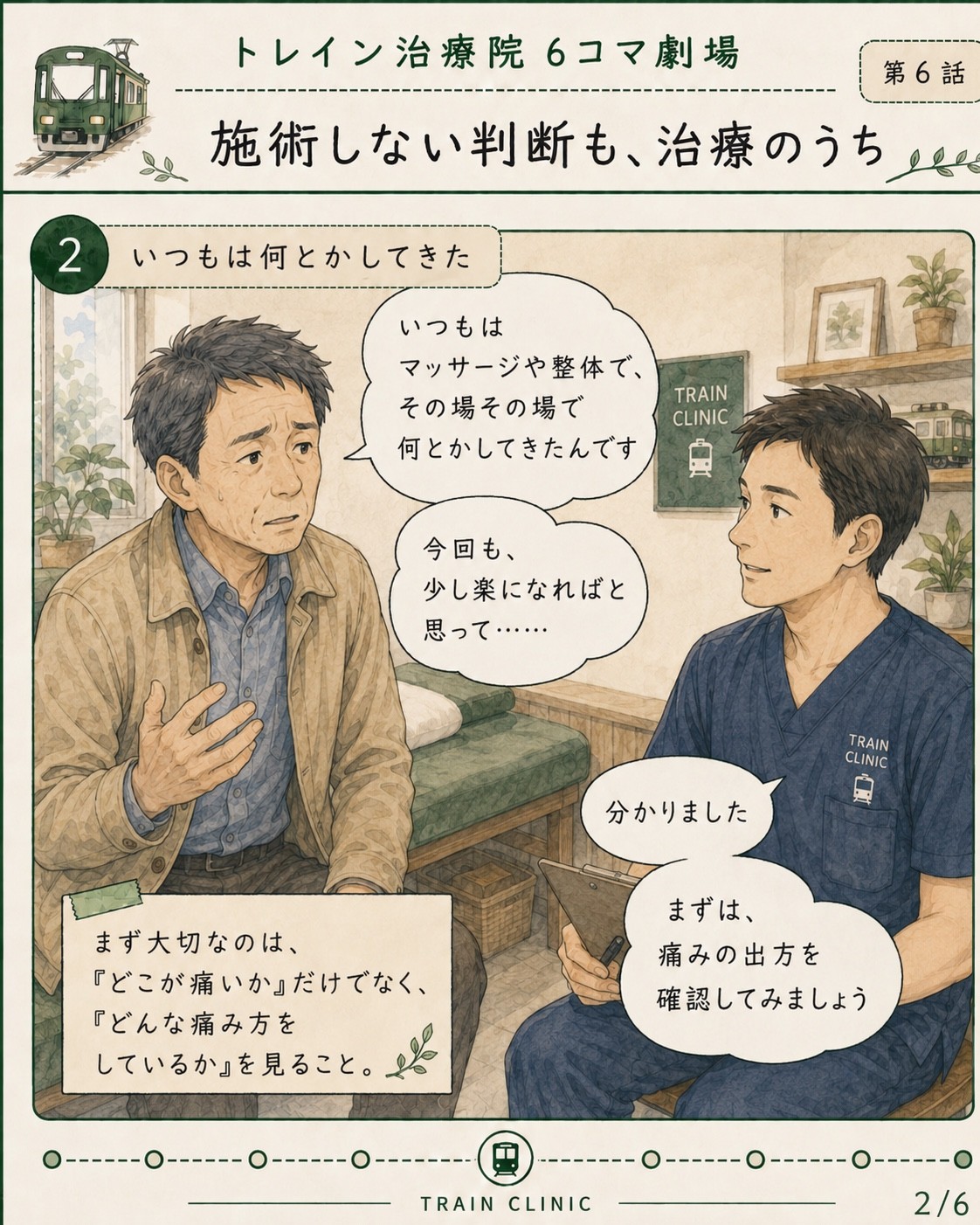 6コマ劇場 第6話 施術しない判断も、治療のうち 2枚目
