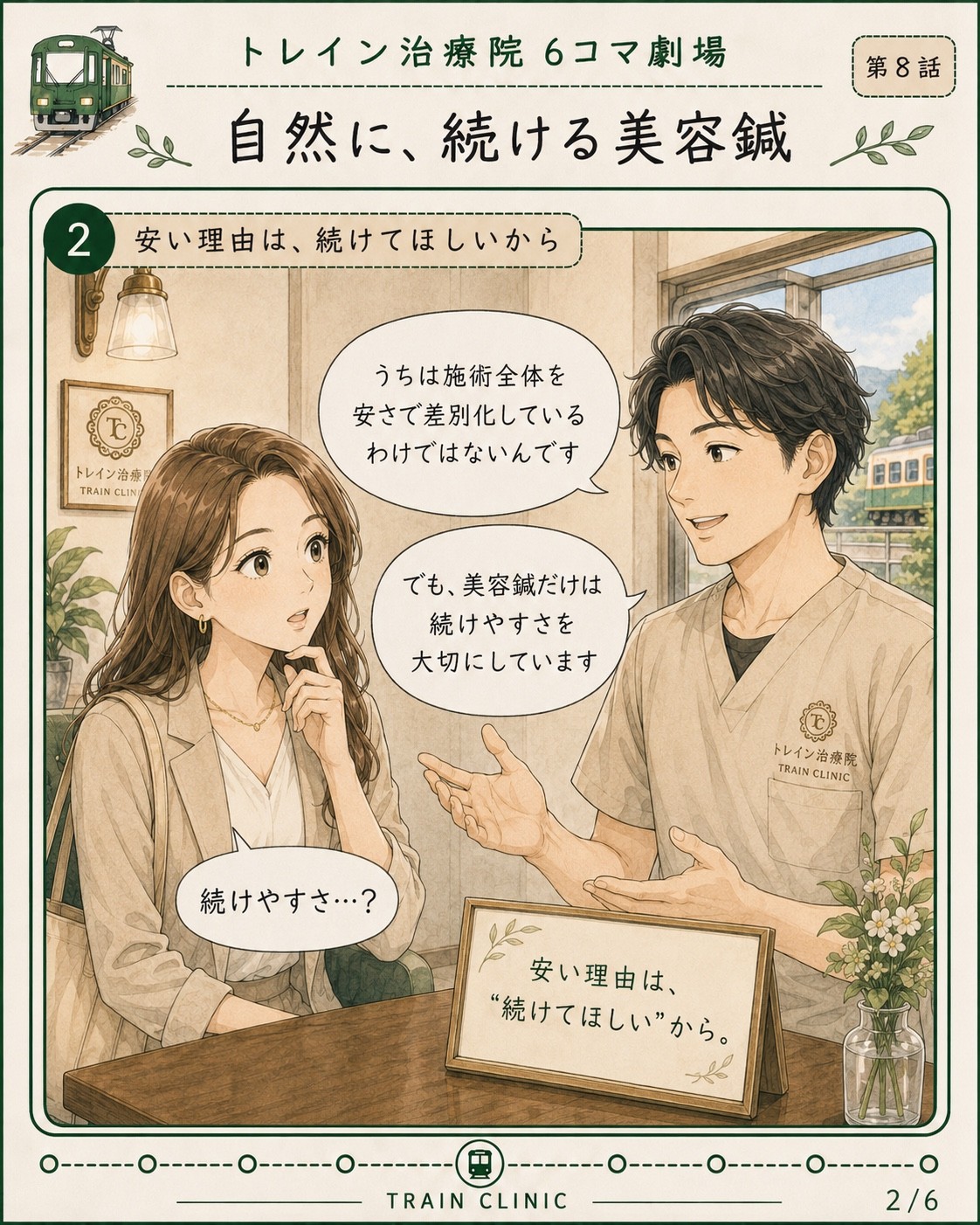 美容鍼6コマ漫画 2コマ目